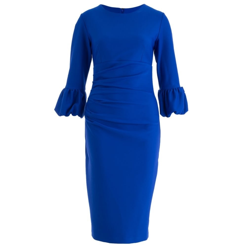 princess polly baby blue dress Diva Appleford Bubble Sleeve Fitted Dress Cobalt Blue – SisterOnlinestore