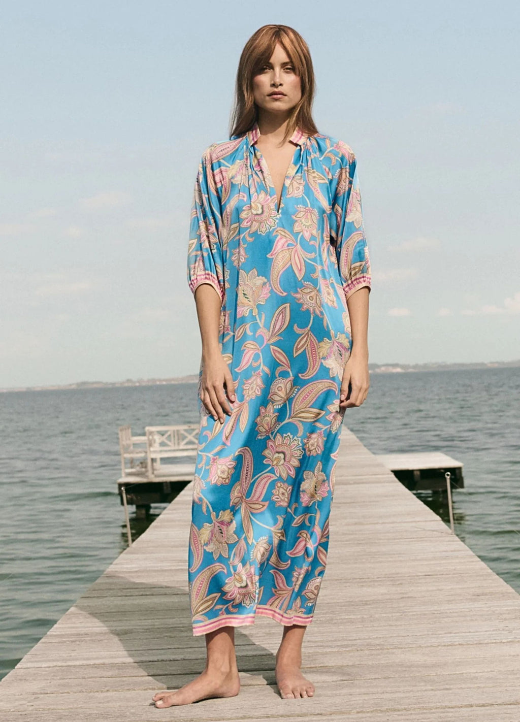Dea Kudibal Sabrina Paisley Print Kaftan Style Silk Dress Grand