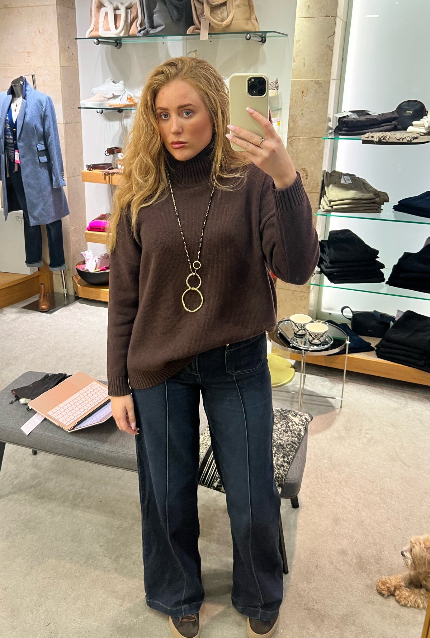 Weekend By Maxmara Borgia Turtle Neck Loose Bodied Wool Jumper Chocolate 007