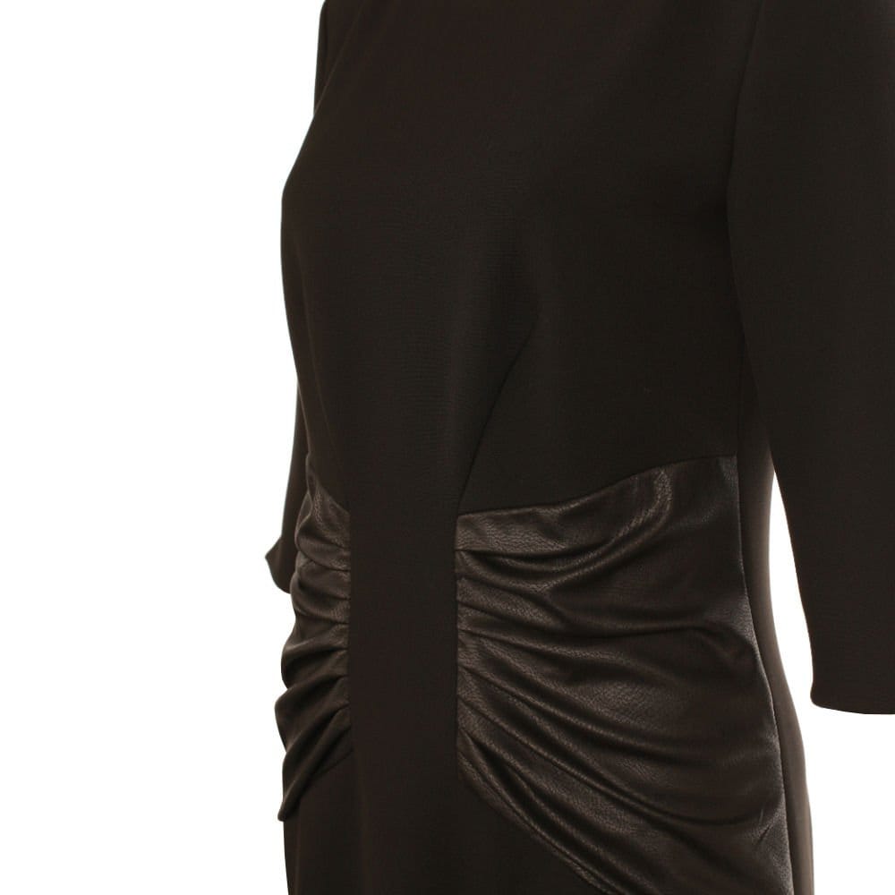 Anna's Dress Affair Faux Leather Detail Dress Black