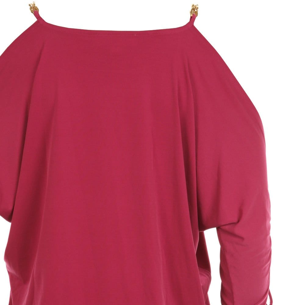 Michael Kors Ruched Sleeve Bat Wing Top Peony