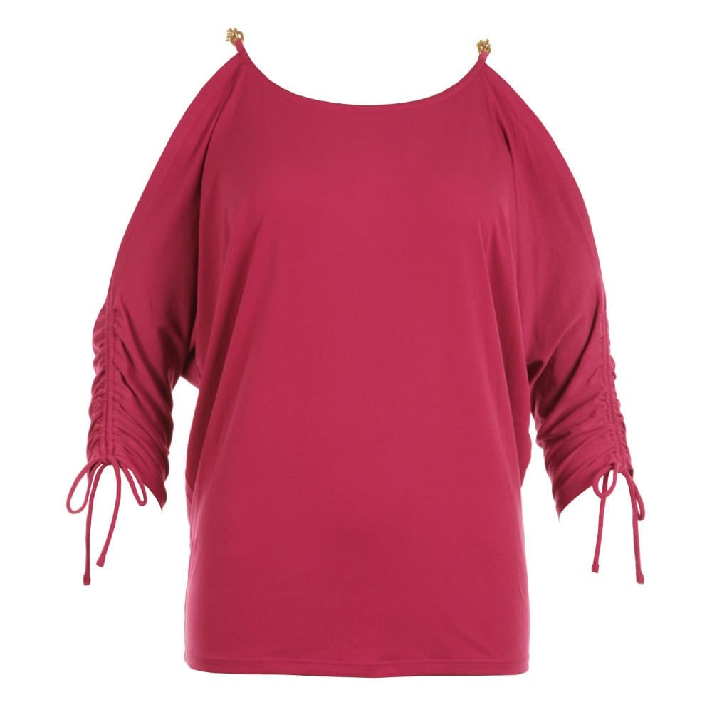 Michael Kors Ruched Sleeve Bat Wing Top Peony