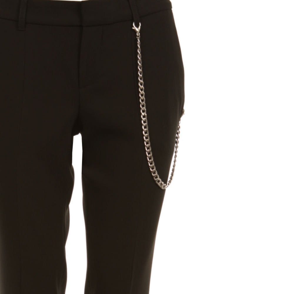 SET Full Length Ankle Zip Trousers With Chain Detail Black