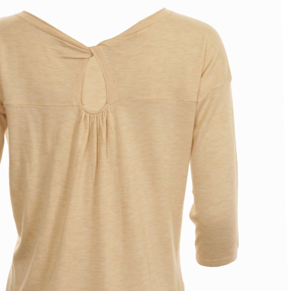 DTLM Slash Neck Fine Knit With Lace Hem Nude