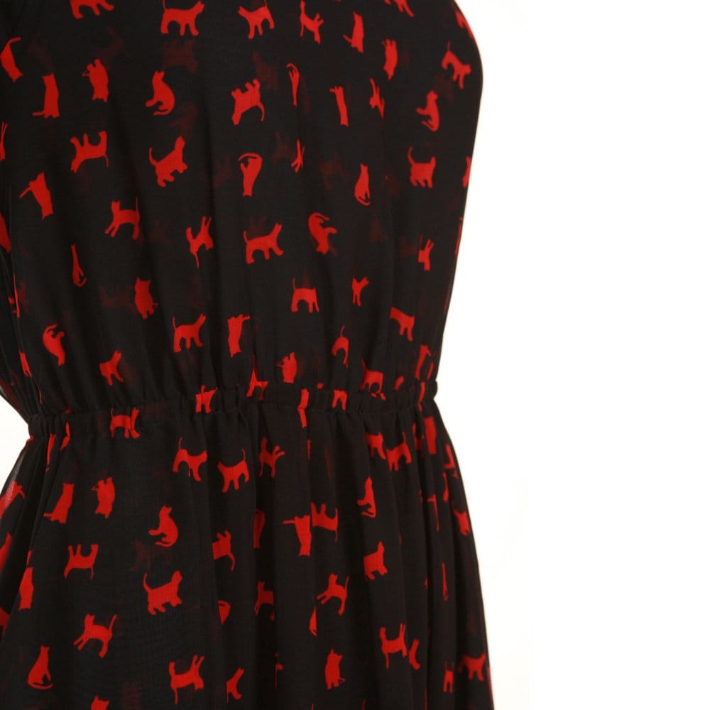 J S Heritage Animal Print Dress With Open Back Navy/Red