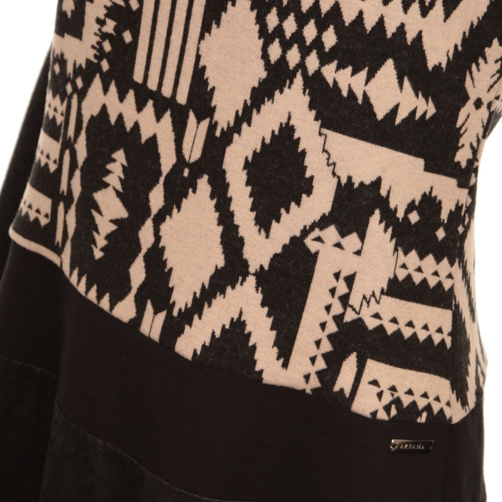 Ariana Leather Print Tunic Black & Camel
