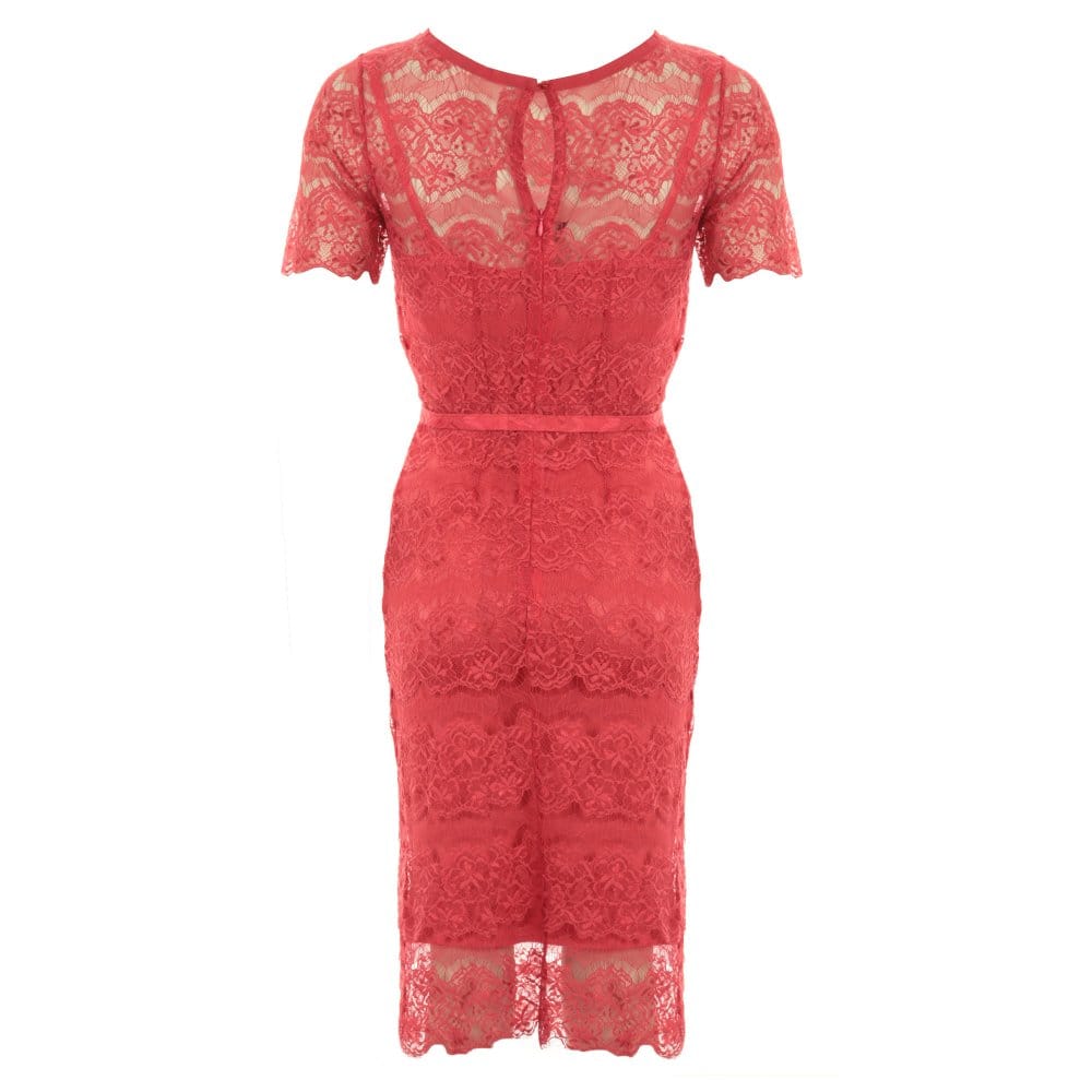 Body Frock Lace Dress With Short Sleeves Coral