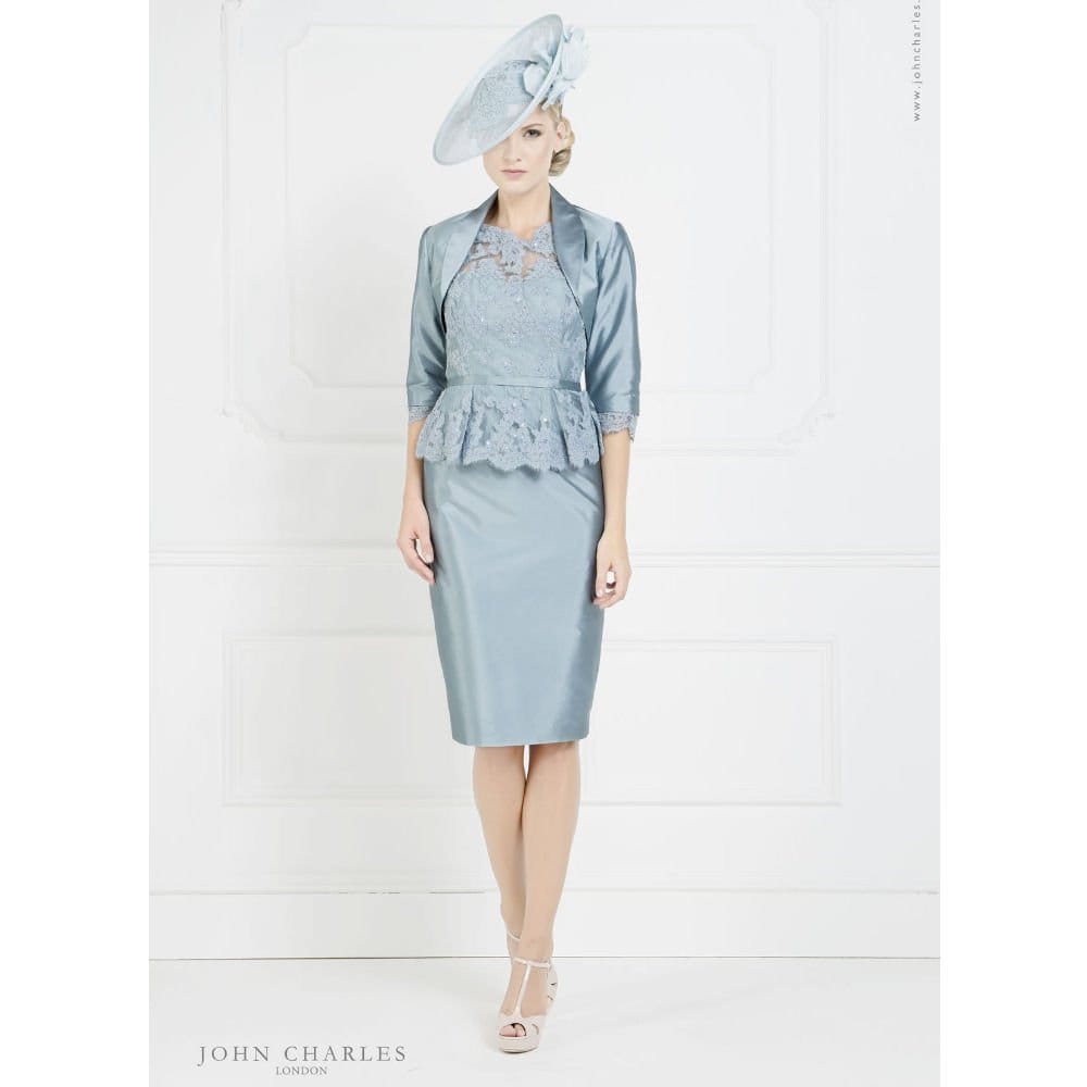 John Charles Peplum Lace Dress And Bolero Blue/Ivory – SisterOnlinestore
