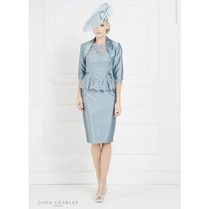 John Charles Peplum Lace Dress And Bolero Blue/Ivory – SisterOnlinestore