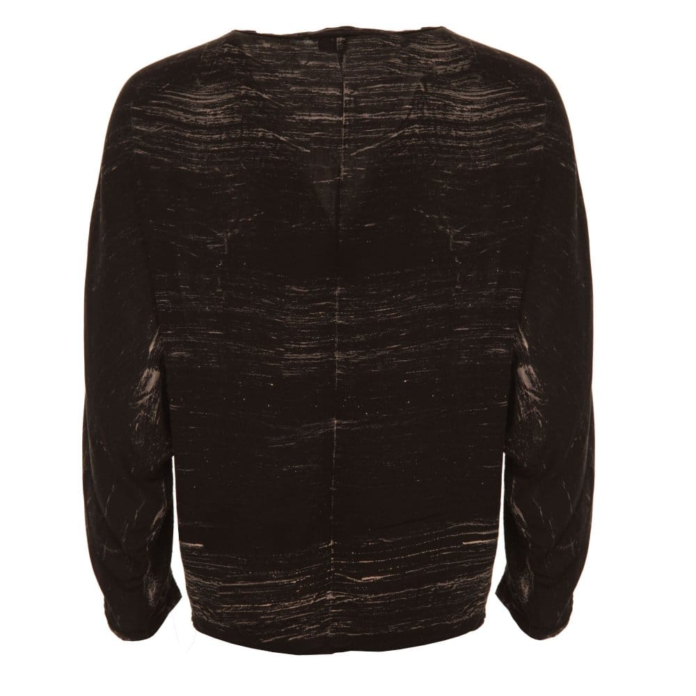 Tina & Jo Round Neck Scratch Print Top With Knitted Front Black