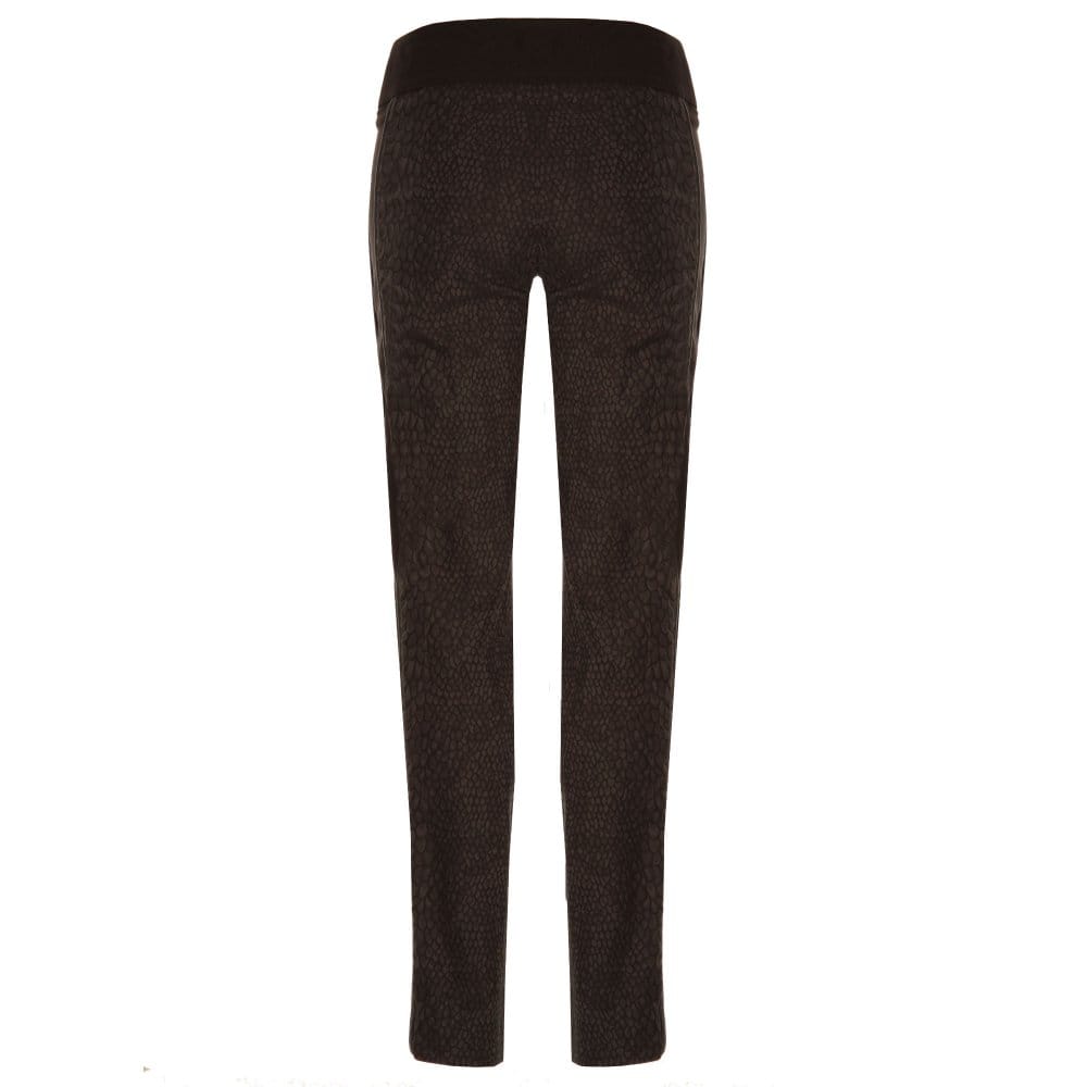 Lisette Scale Print Narrow Pant With Side Pipe Black