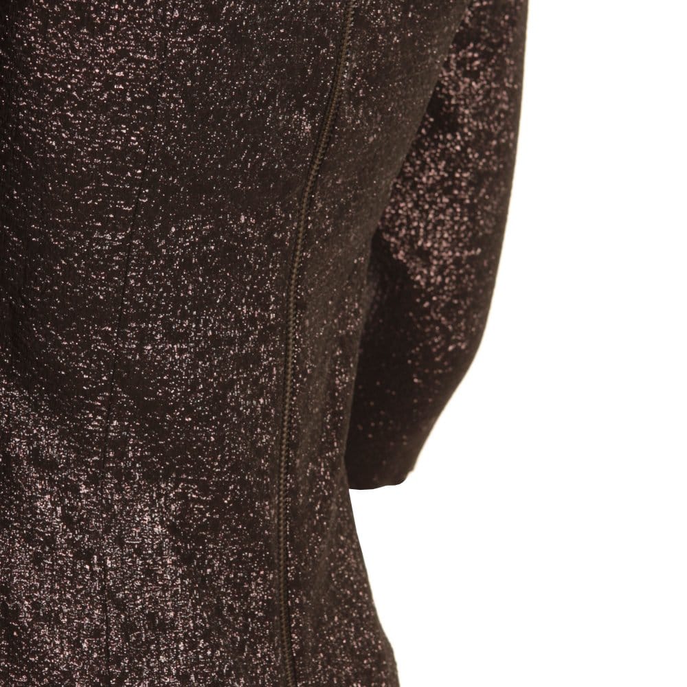 Sand Metallic Fitted Dress With Side Stripe Bronze