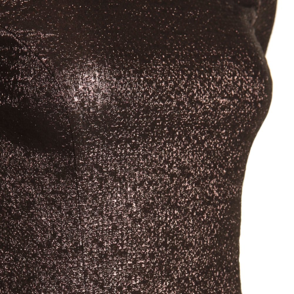 Sand Metallic Fitted Dress With Side Stripe Bronze