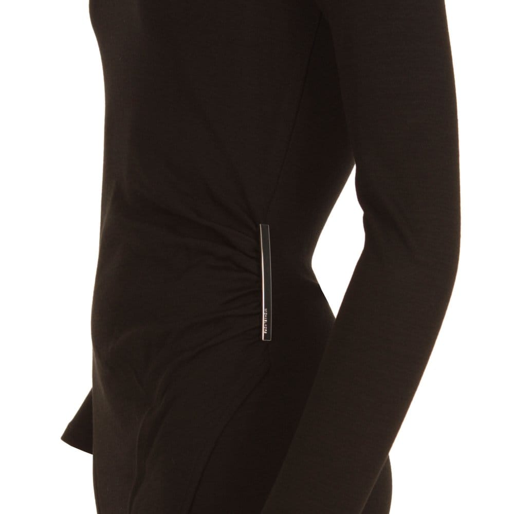 Michael Kors Jersey Dress With Gather Side Pin Black