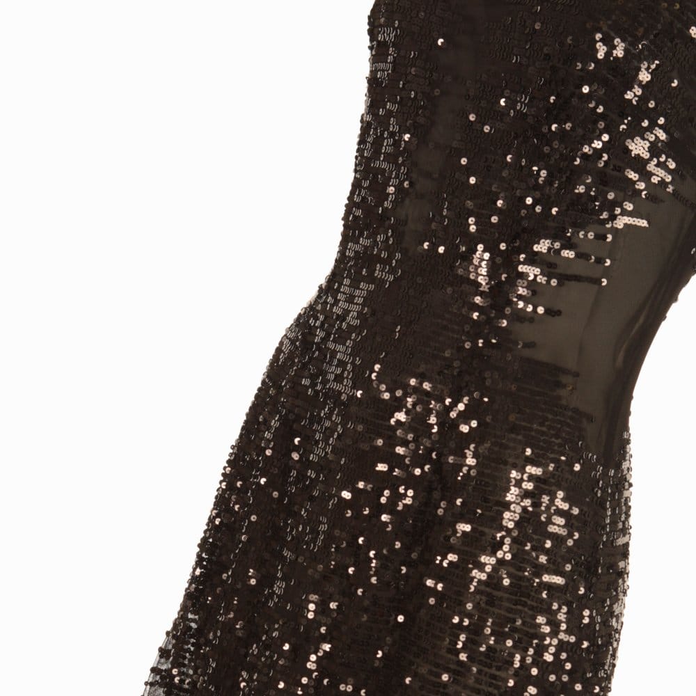 Bernshaw Sleeveless Sequin Mesh And Chiffon Long Dress Black