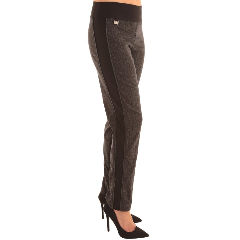 Lisette Scale Print Narrow Pant With Side Pipe Black