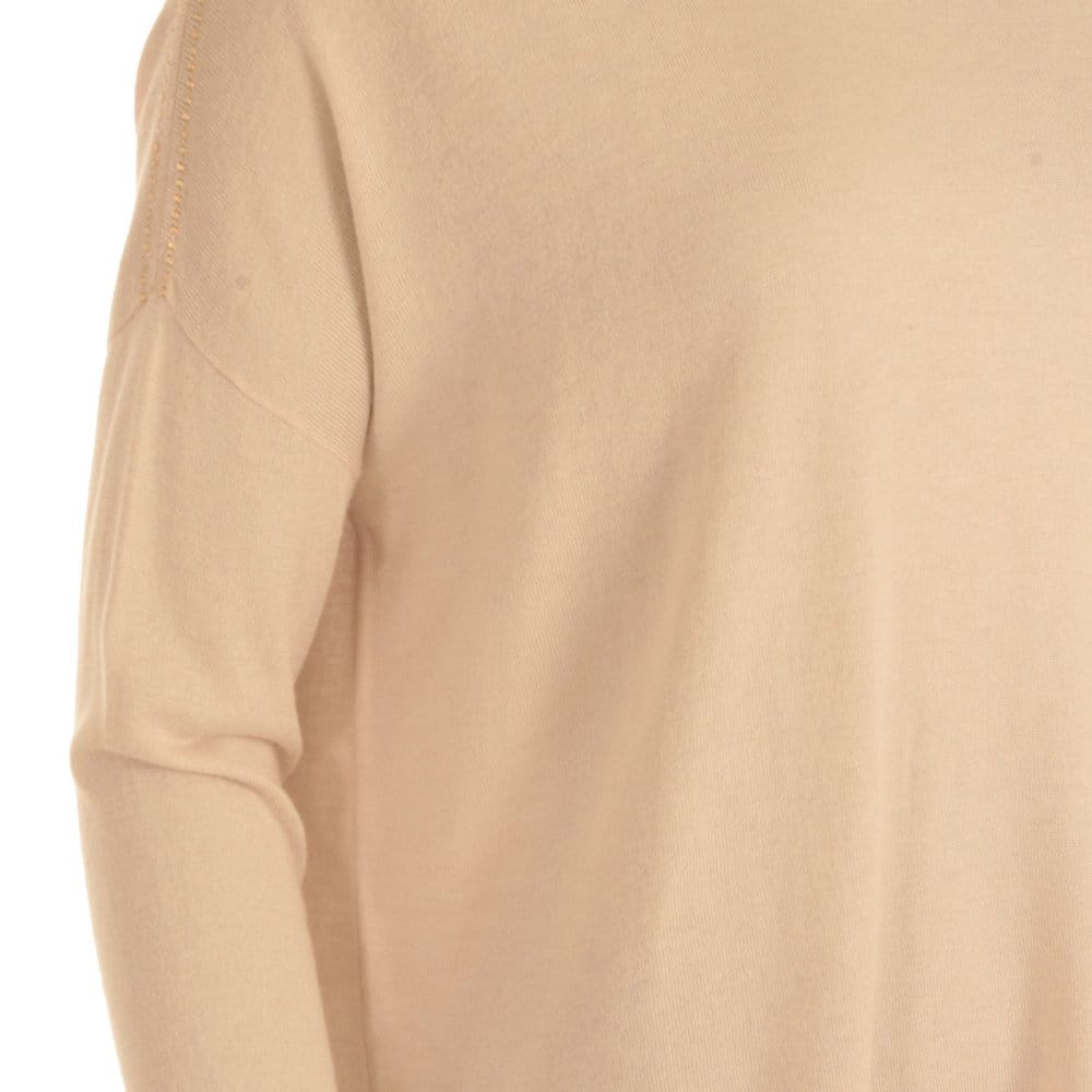 Pinko Fine Top With Round Neck And Dipped Back Detailing Light Beige