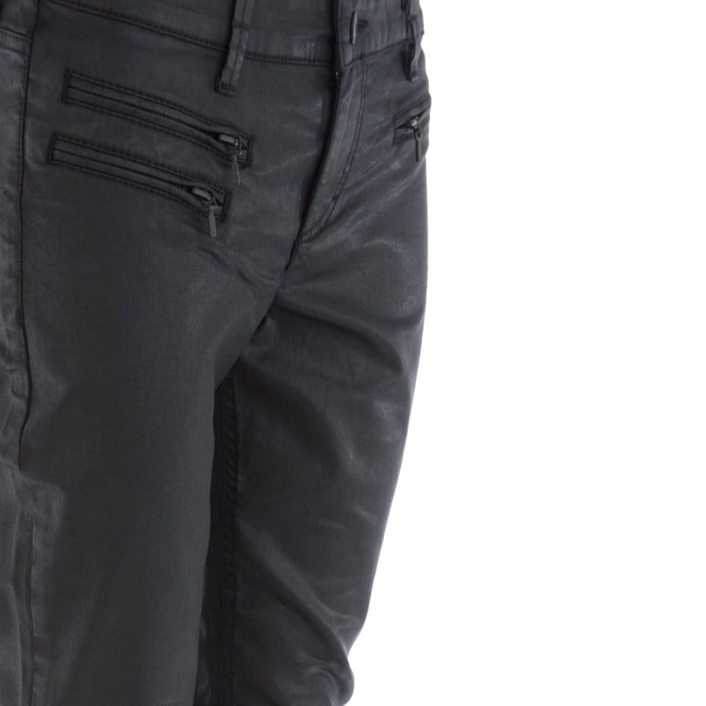 Mac Triple Zip Waxed Jeans With Cotton Stretch Black 32L