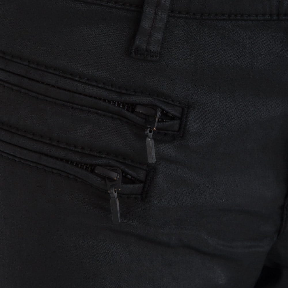 Mac Triple Zip Waxed Jeans With Cotton Stretch Black 32L