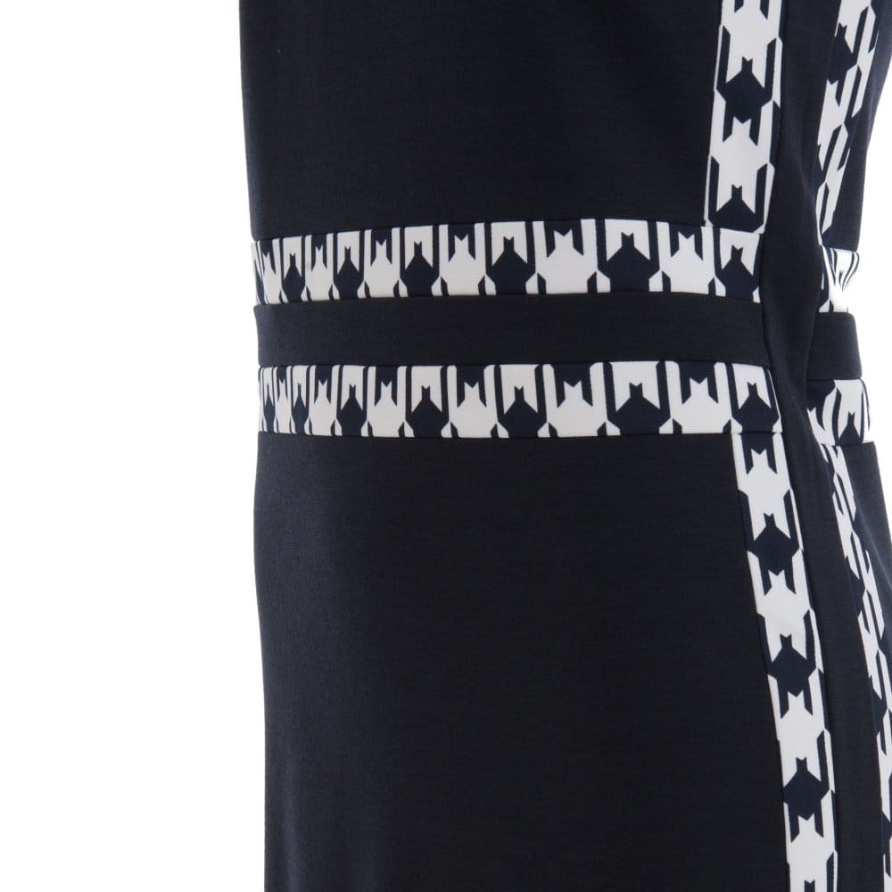 Michael Kors Sleeveless Houndstooth Trim Dress Navy/White
