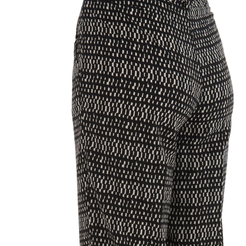 Gardeur Femi Easy Leg Printed Palazzo Pant With Drawstring Waist Black/Ecru