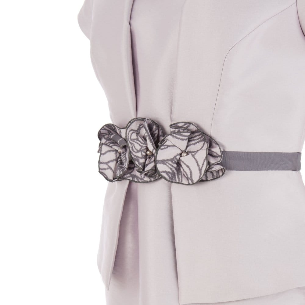 Presen De Luxe Matching Jacket For Peplum Dress With Rose Detail Pink/Grey