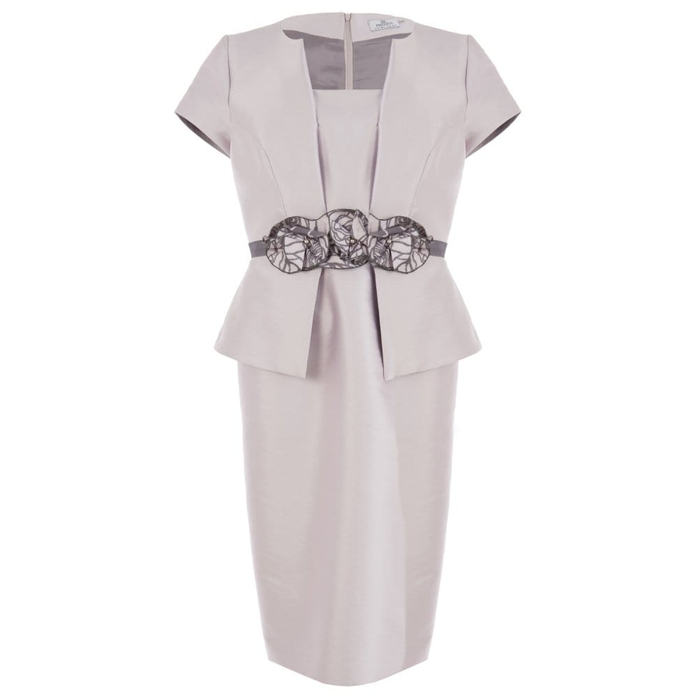 Presen De Luxe Matching Jacket For Peplum Dress With Rose Detail Pink/Grey