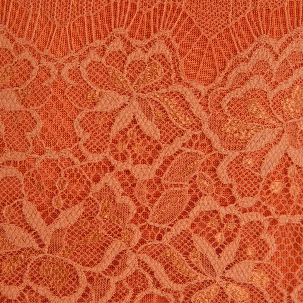 Body Frock Lace Belted Dress With Short Sleeves Orange