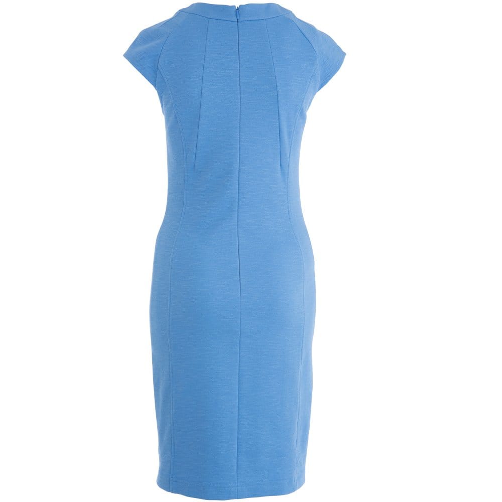 Riani Round Neck Cap Sleeve Fitted Stretch Dress Blue