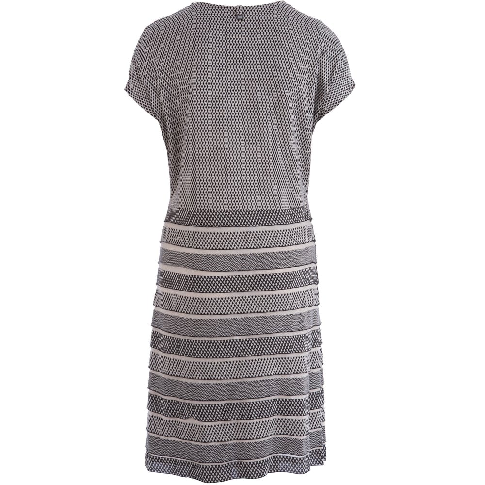 Riani Geometric Print Tiered Scoop Neck Dress Beige & Black