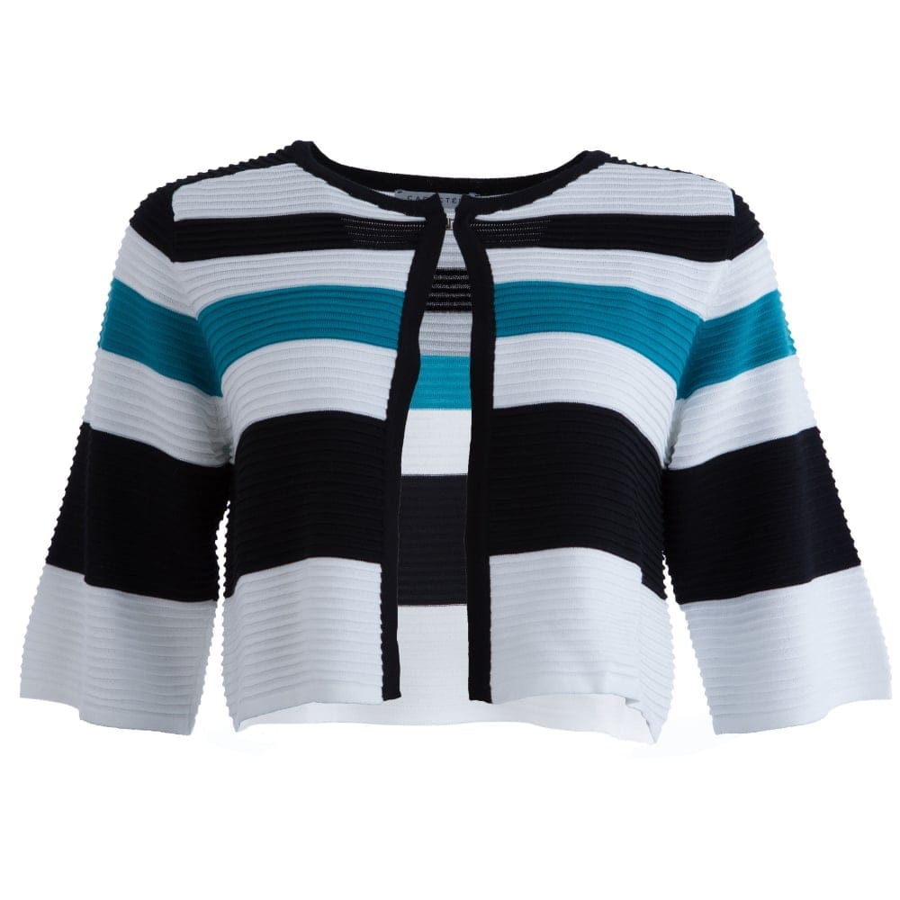 Caractere 3/4 Wide Sleeve Stripe Ribbed Cardigan Multi