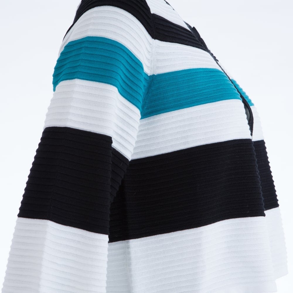 Caractere 3/4 Wide Sleeve Stripe Ribbed Cardigan Multi