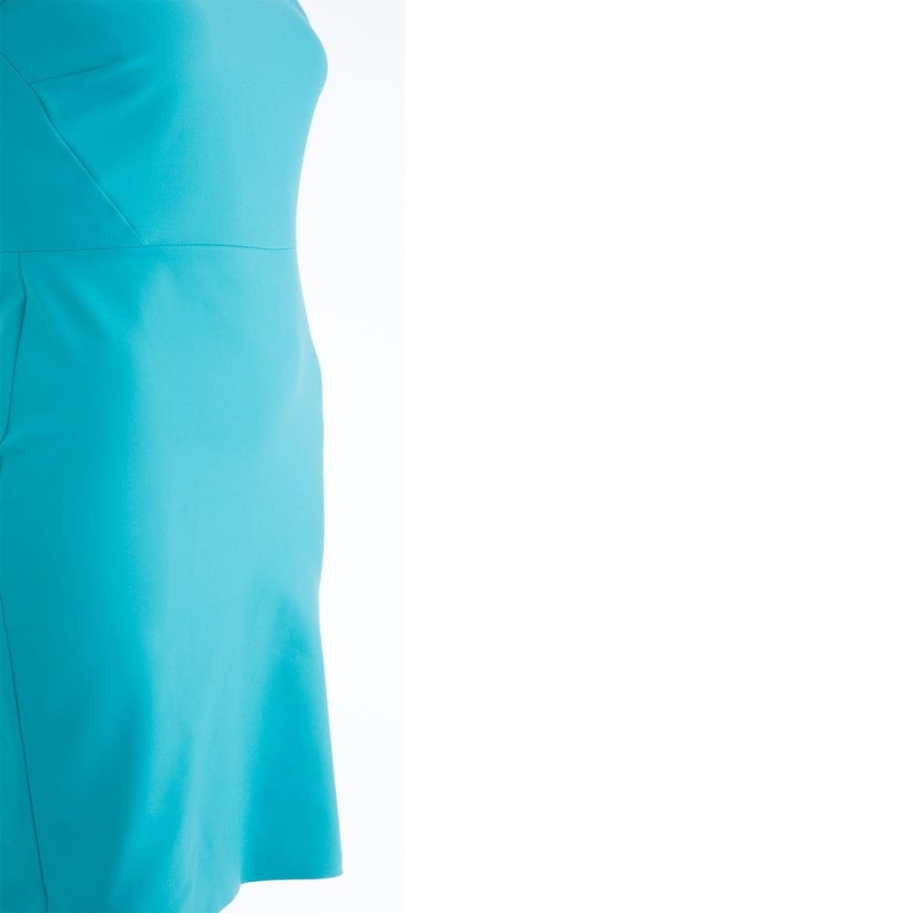 Caractere Square Neck Zip Back Stretch Dress Light Teal