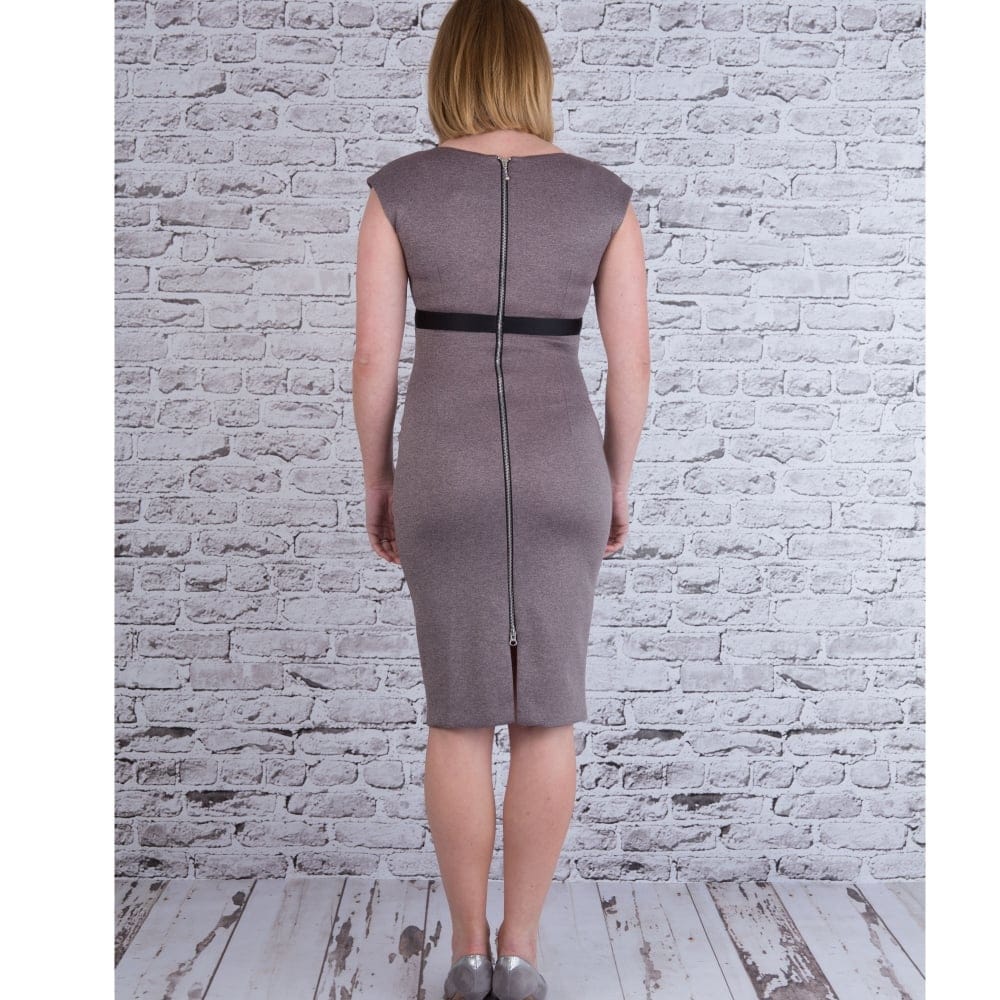 Diva Nadia Ruched Side Short Sleeve Bodycon Fitted Dress Misty Pink