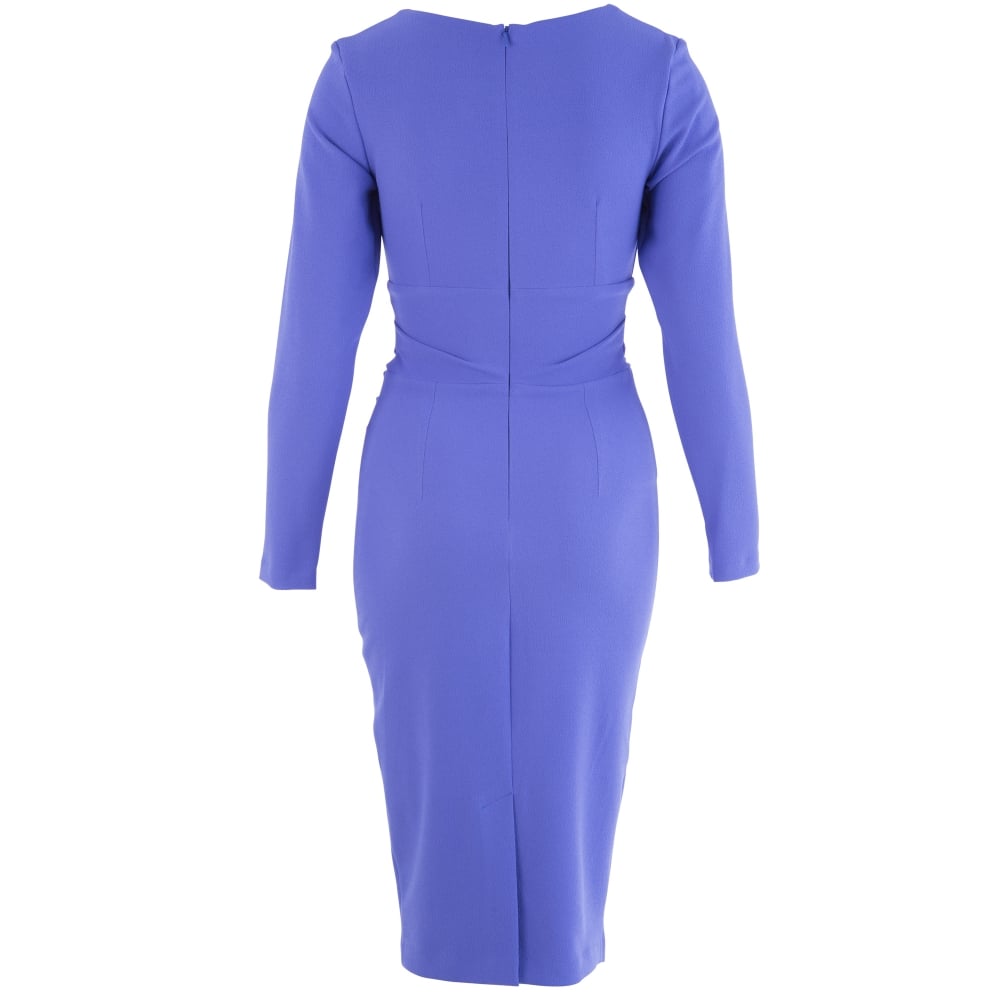 Diva Cynthia V-Neck Long Sleeved Ruched Front Dress Lilac