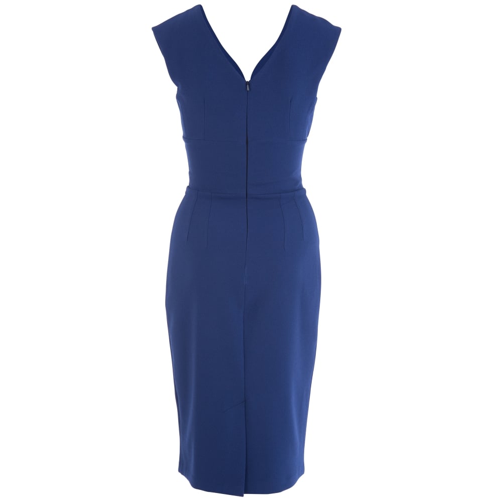 Diva Lynx Sleeveless V Front & Back Fitted Midi Dress Navy