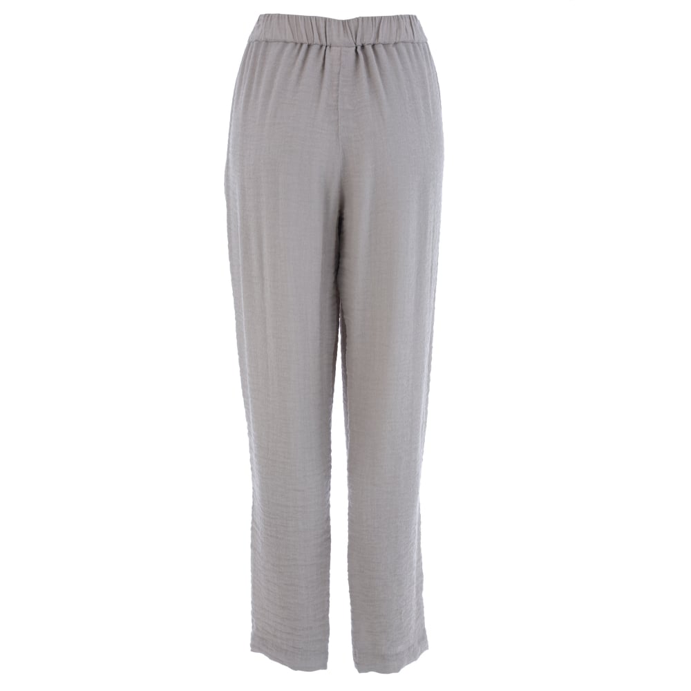 Oska Hose Lester Elasticated Waist Crinkle Wide Leg Trouser Khaki