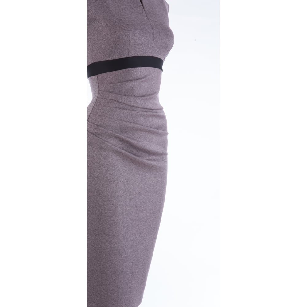 Diva Nadia Ruched Side Short Sleeve Bodycon Fitted Dress Misty Pink