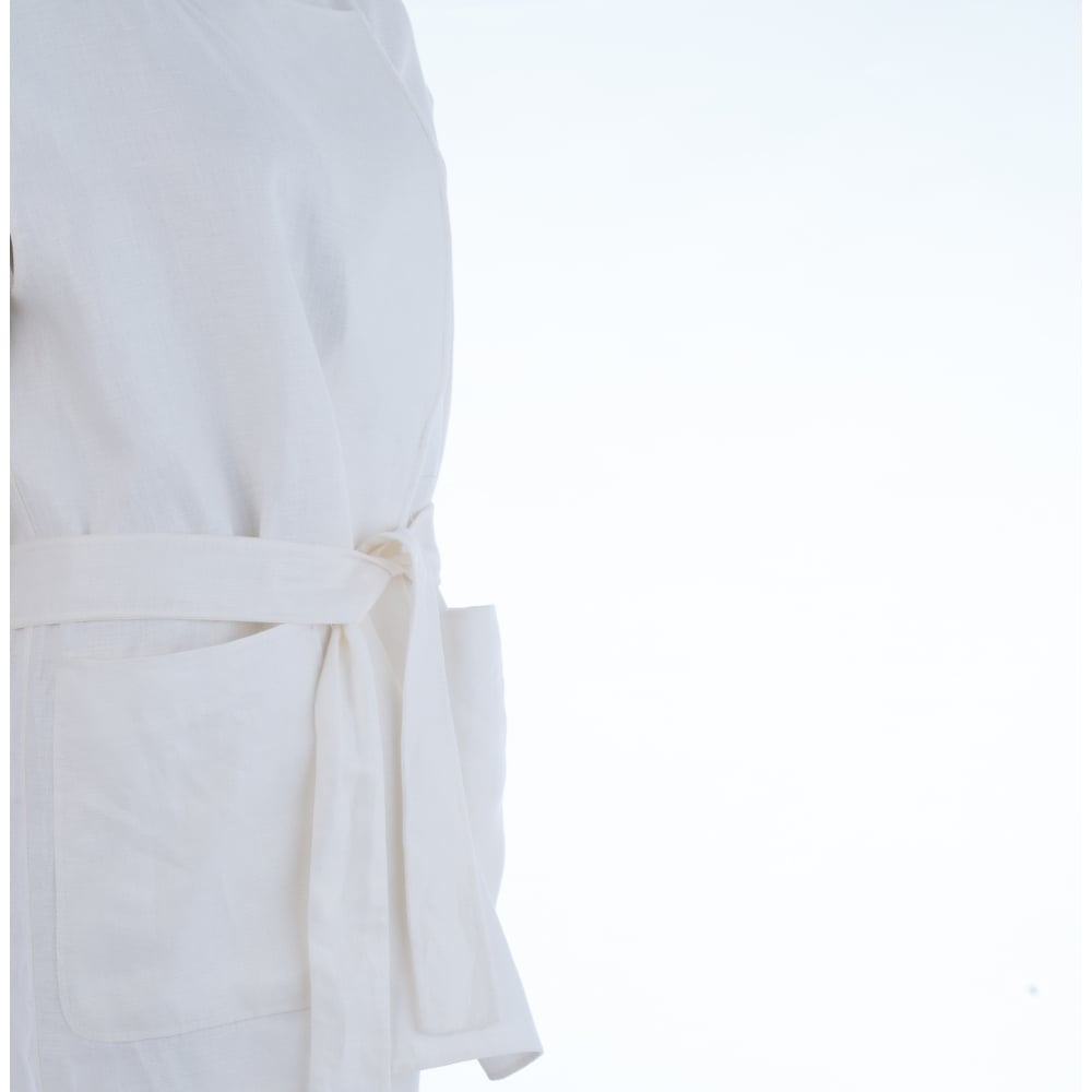 Weekend by Maxmara Destino Hand Stitched Linen Round Neck Waistcoat White