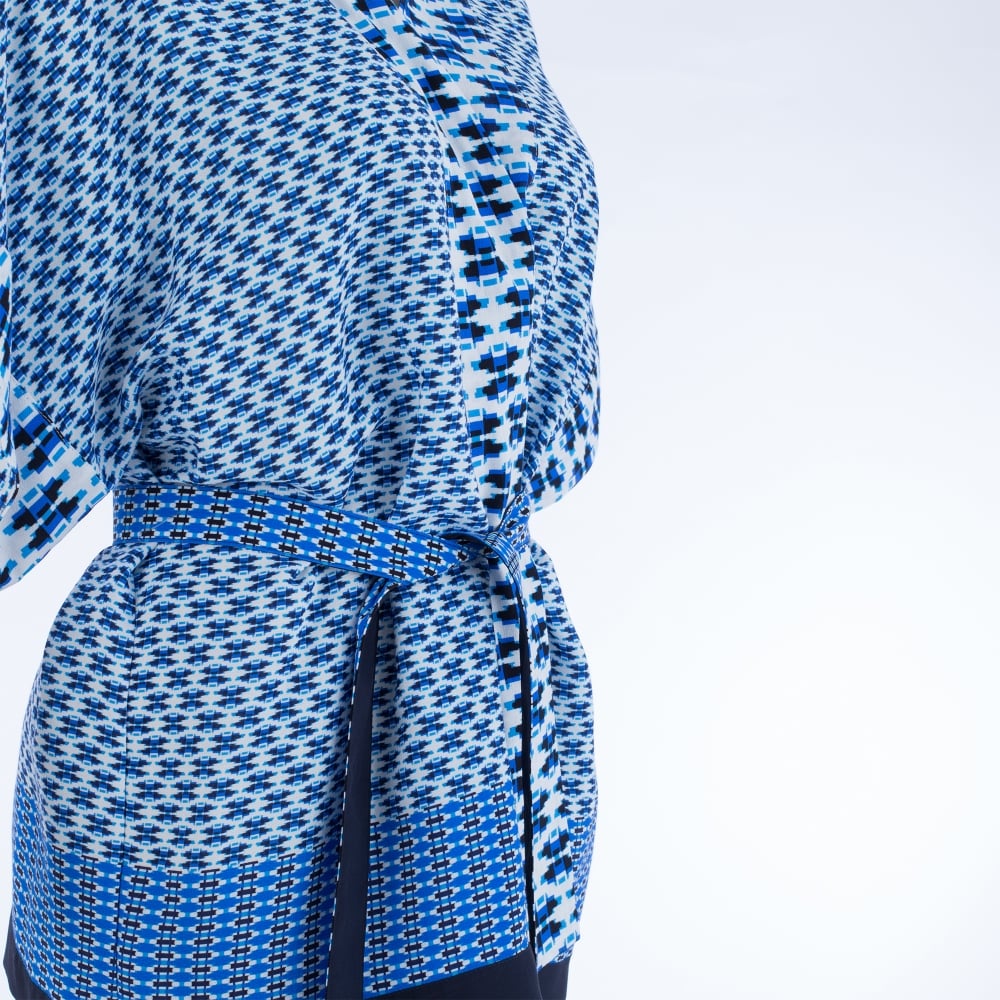 Caractere Printed Kimono Wrap Jacket Blue/White