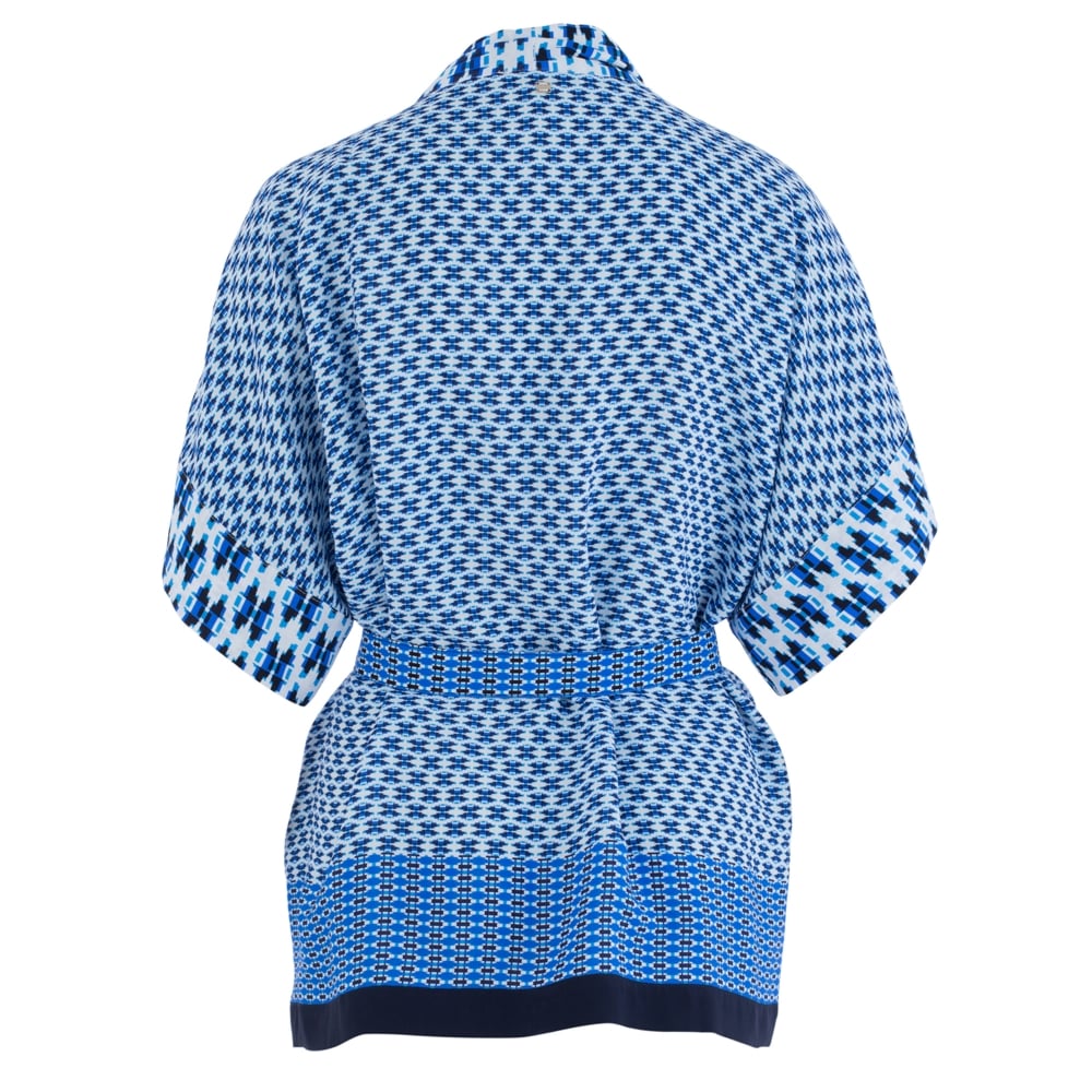 Caractere Printed Kimono Wrap Jacket Blue/White