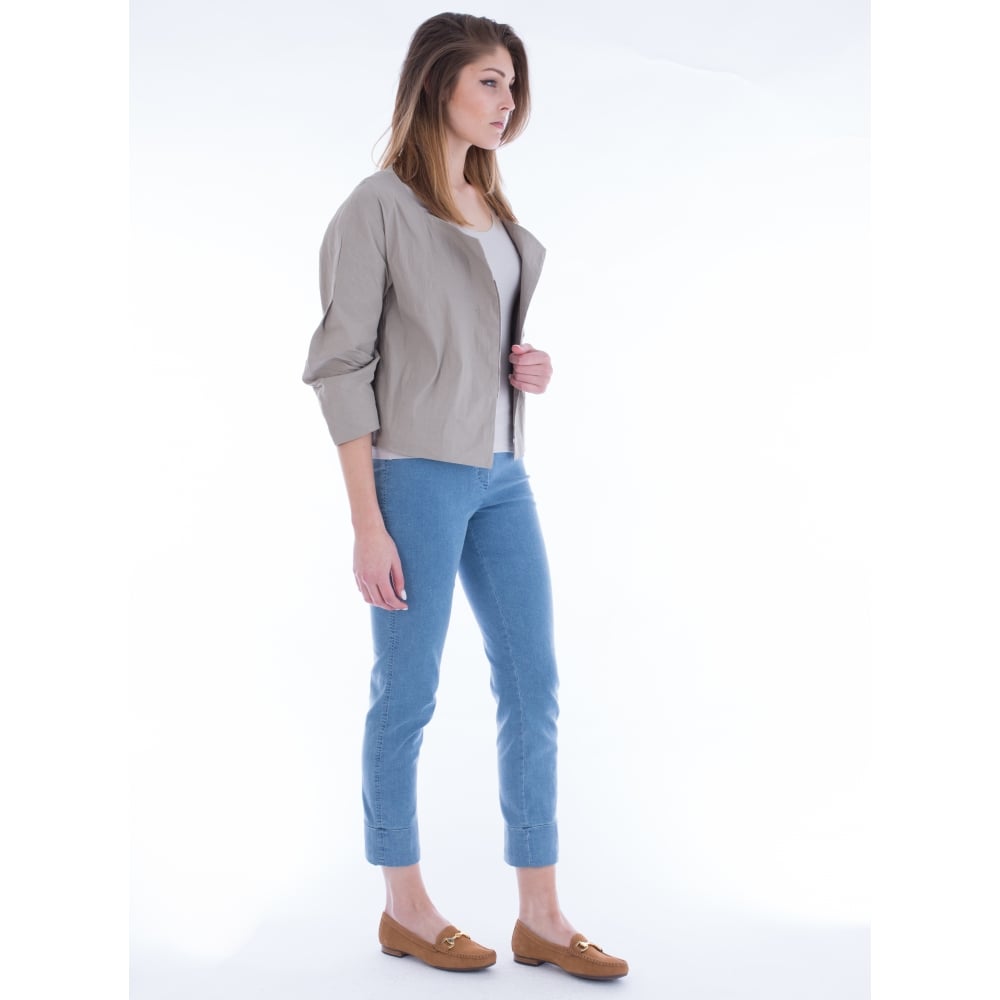 Crea Concept Crushed Linen Jacket With Zip Light Taupe