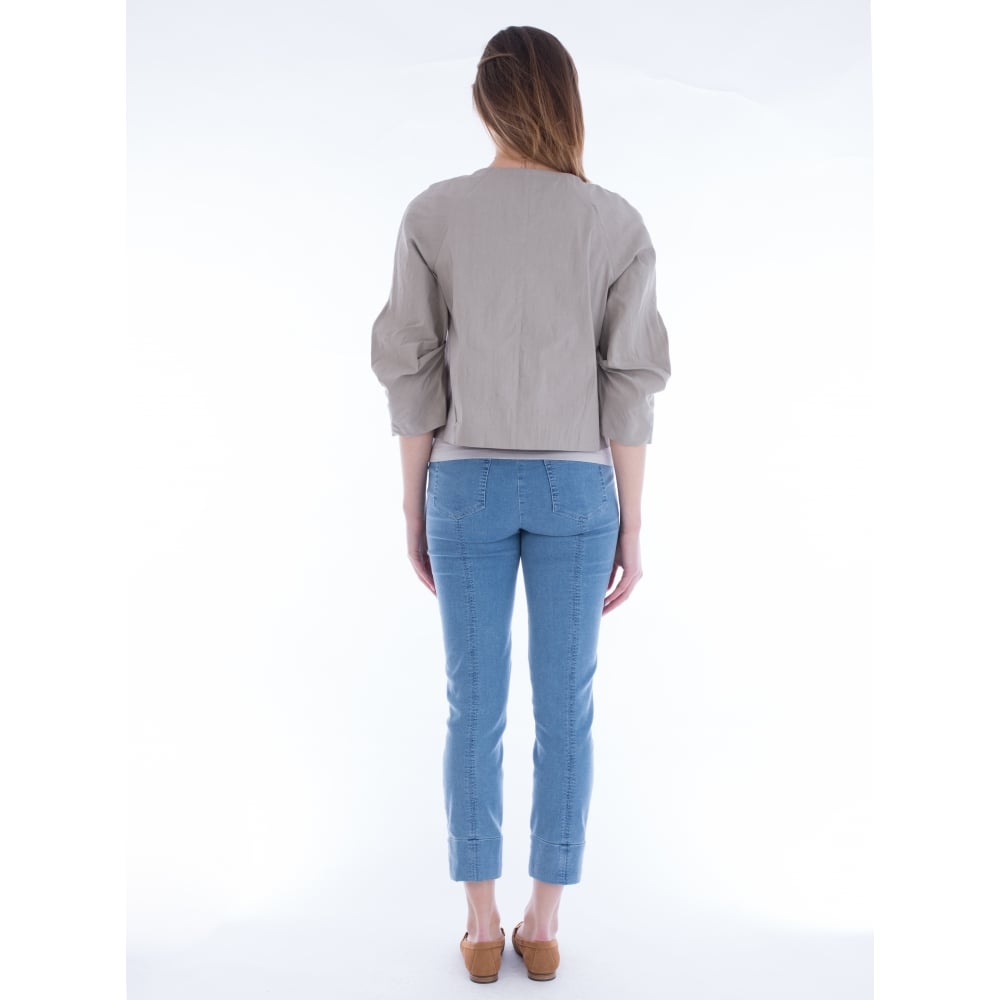 Crea Concept Crushed Linen Jacket With Zip Light Taupe