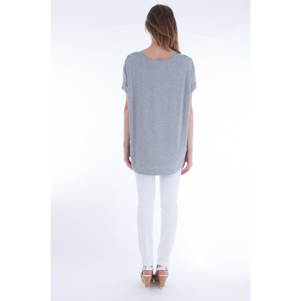 Anni Carlsson Silk Front Snake Print Top With Jersey Back Purple