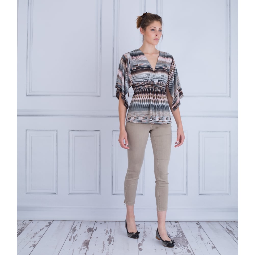 Ilse Jacobsen Bat Wing Paint Stroke Print Tie Top Multi