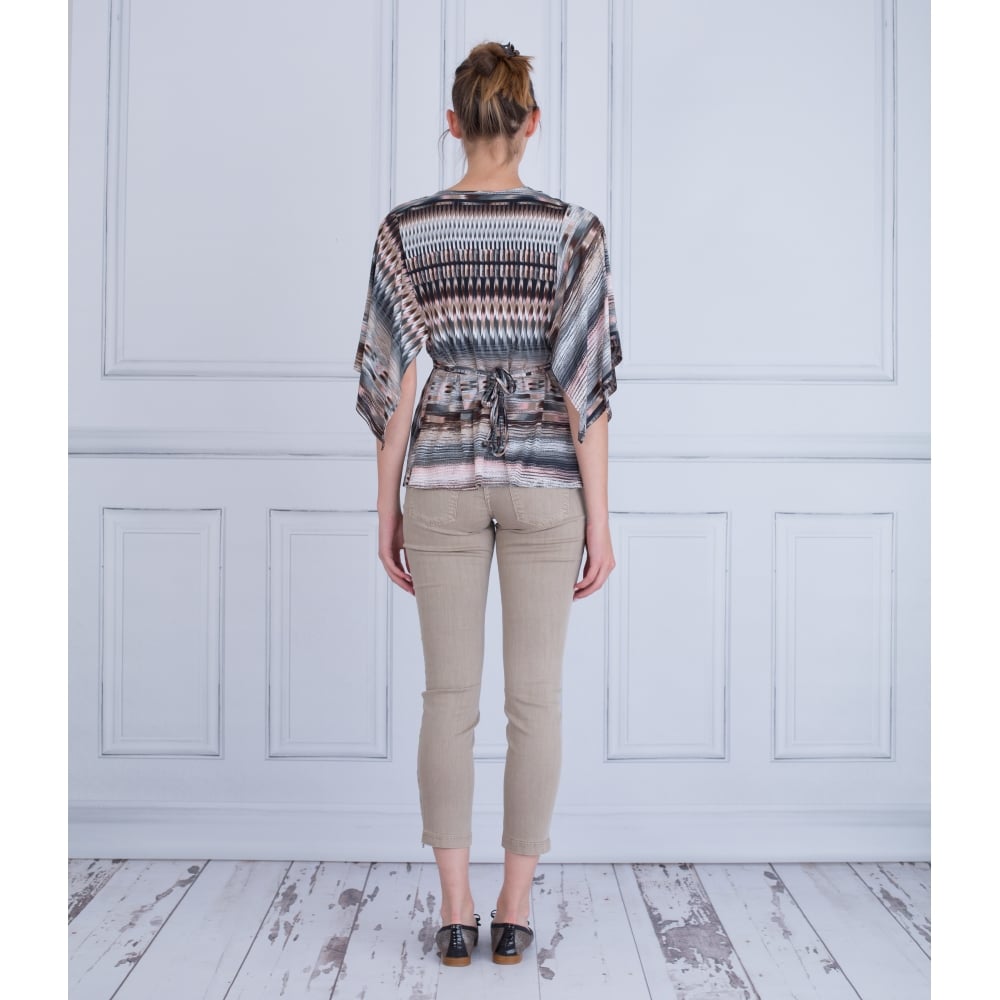 Ilse Jacobsen Bat Wing Paint Stroke Print Tie Top Multi