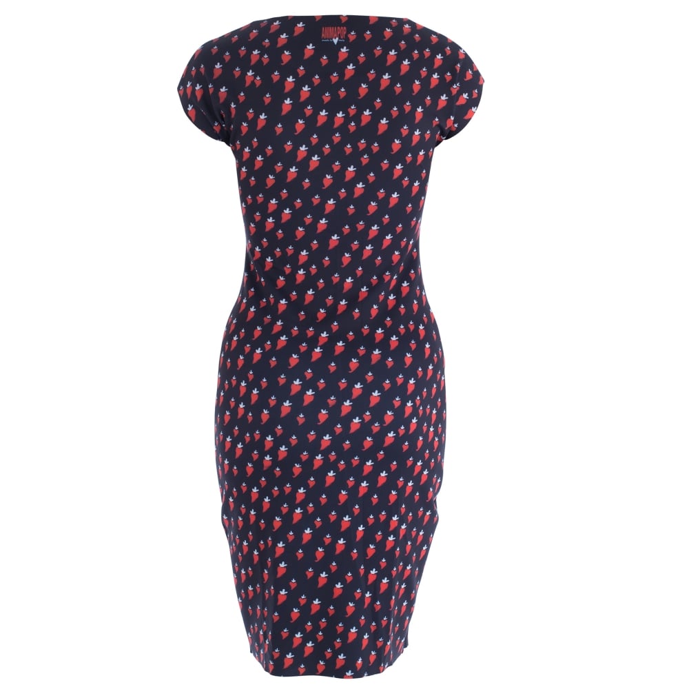 Animapop Fitted Dress With Cap Sleeve Navy/Green