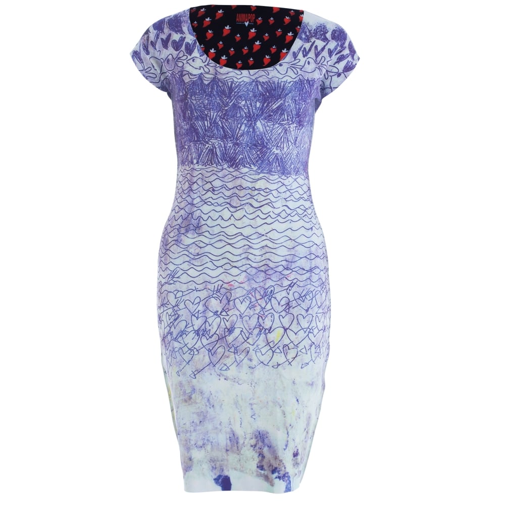 Animapop Fitted Dress With Cap Sleeve Navy/Green