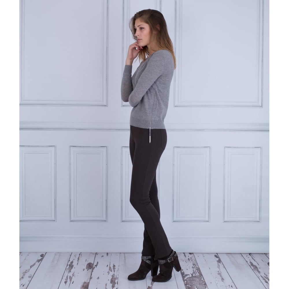 FFC Fine Knit Jumper With Side Zip Grey