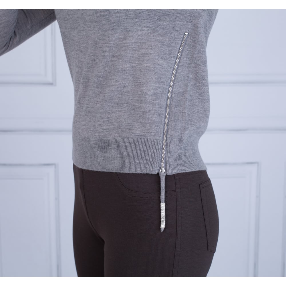 FFC Fine Knit Jumper With Side Zip Grey